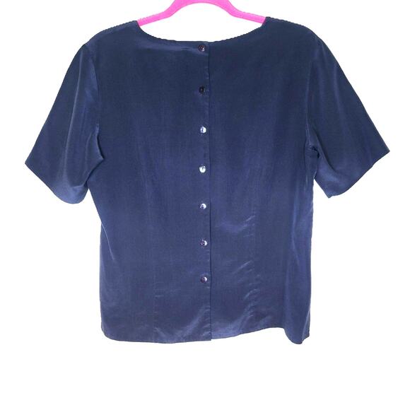 Classiques For Nordstrom 100% Silk Button Down Crop top Sm - Picture 2 of 5